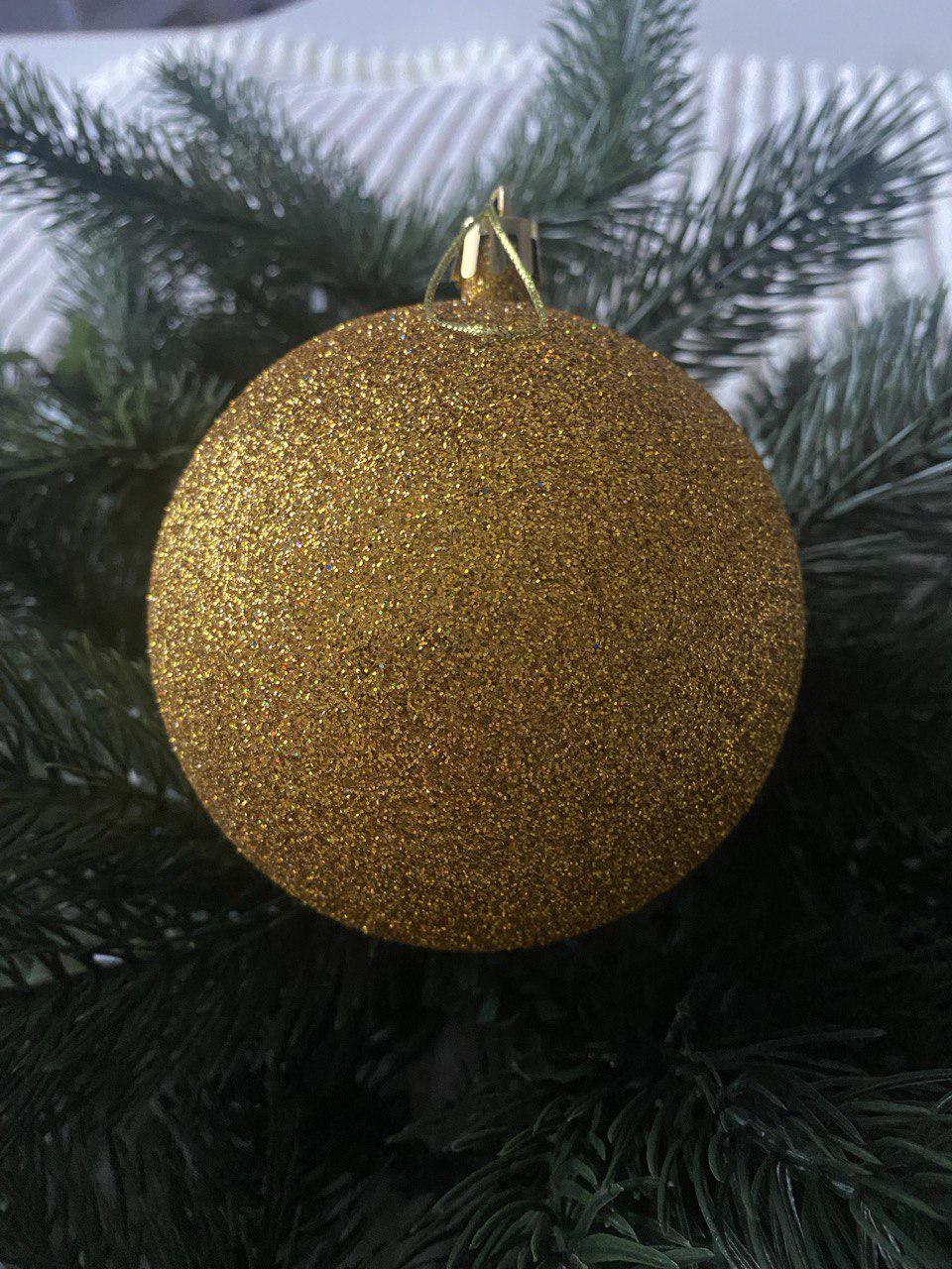Куля новорічна глітерна 10 см Золотий (y0027) - фото 1 Куля новорічна глітерна 10 см Золотий (y0027) - фото 1