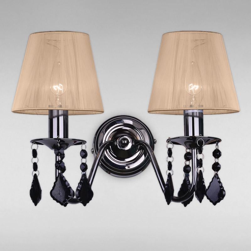 Настенный светильник с абажуром LS-18125BL-2 Черный хром/Слоновая кость