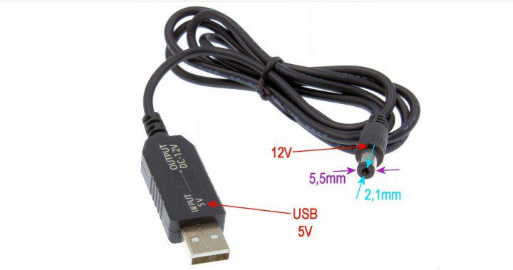 Кабель для роутера із перетворювачем DC 2,1x5,5 мм USB 5V-12V - фото 2