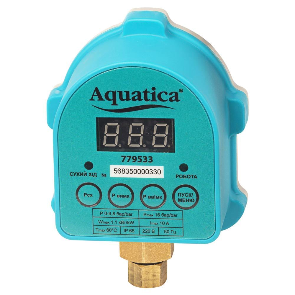 Реле давления Aquatica электронный 1,1 кВт Ø 1/4" с защитой сухого хода (779533)