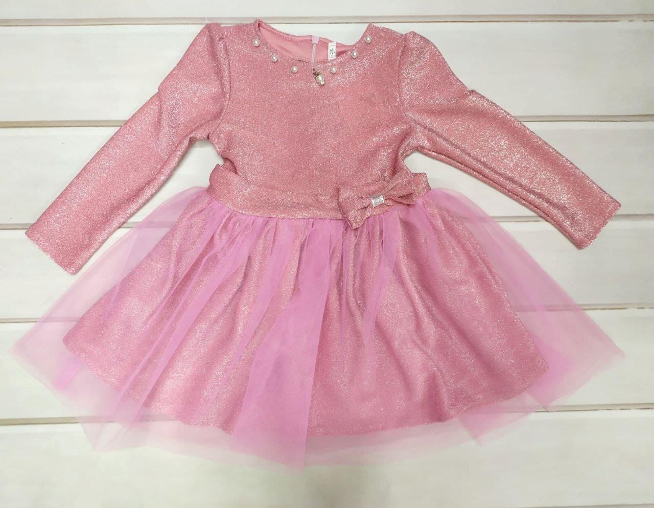 Плаття дитяче PumPoni Ліза з люрексу і спідницею з фатину 122 см Рожевий (013458/122)