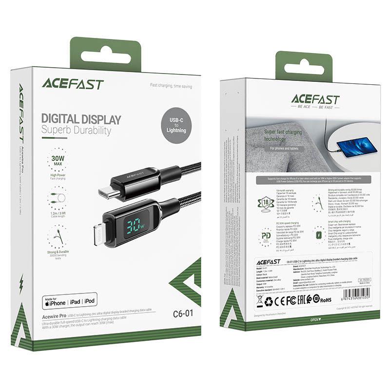 Кабель дата Acefast MFI C6-01 USB-C to Lightning 1 м Black (00000065908_1) - фото 6 Кабель дата Acefast MFI C6-01 USB-C to Lightning 1 м Black (00000065908_1) - фото 6
