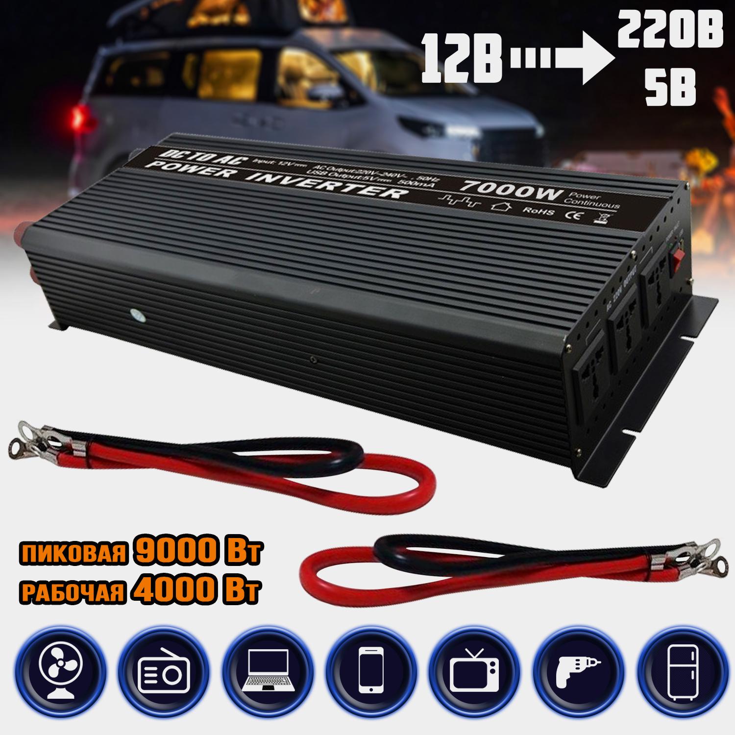 Контроллер заряда АКБ 7000W 3064UN-12V USB/охлаждение/3 розетки/номинал 3000 Вт (c33f8025) - фото 2