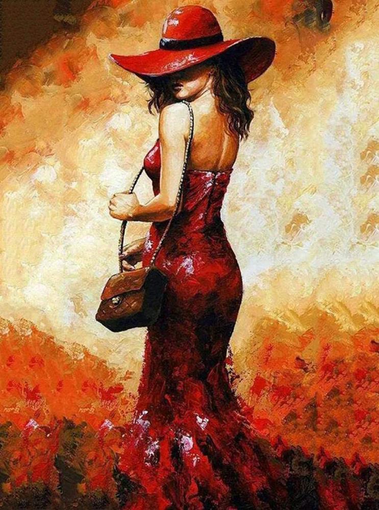 Алмазная Мозаика Emerald Craft Леди в красном 30x40 см (24885)