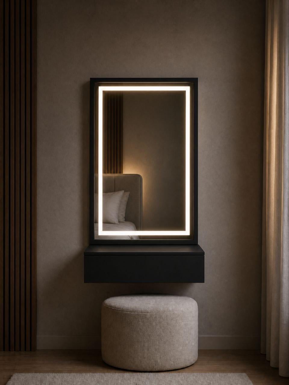 Дзеркало настінне FACET 2206 з LED-підсвіткою МДФ 100х80 см Чорний