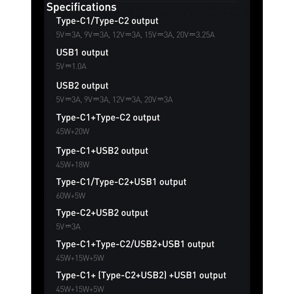 Зарядний пристрій мережевий BASEUS GaN3 Pro Desktop Fast Charger 2 Type-C/2 USB 65W Black (25397400) - фото 3 Зарядний пристрій мережевий BASEUS GaN3 Pro Desktop Fast Charger 2 Type-C/2 USB 65W Black (25397400) - фото 3