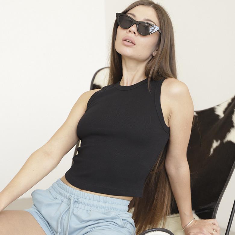 Майка жіноча бавовняна Vivioji рубчик XS/S Чорний (13724) Майка жіноча бавовняна Vivioji рубчик XS/S Чорний (13724)