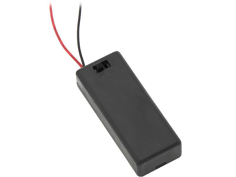 Держатель для 2 батареек типа ААА закрытый с кнопкой плоский (2666)