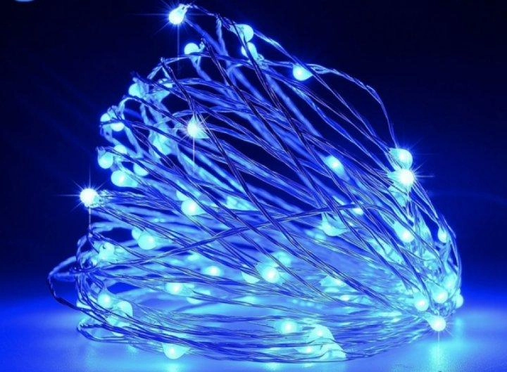 Гирлянда-нить светодиодная Роса от USB 100 LED 10 м Синий