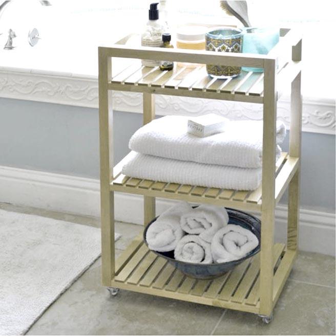 Этажерка для ванной из дерева на колесиках Туриман Бланже (АБТ-000501)