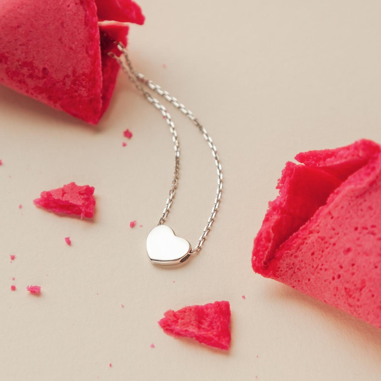 Колье серебряное Нежное сердечко без камней
