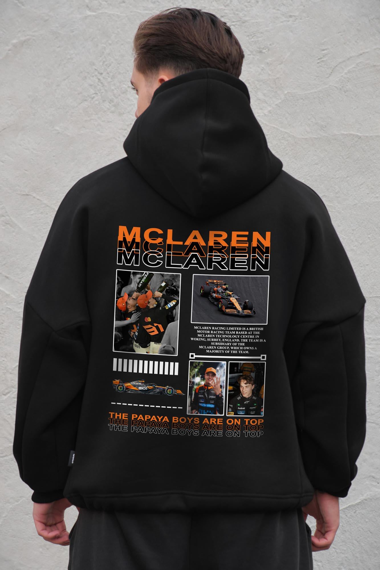 Худи на флисе с капюшоном и принтом оверсайз Without Papaya Boys McLaren One size Black (8056511 8056512)
