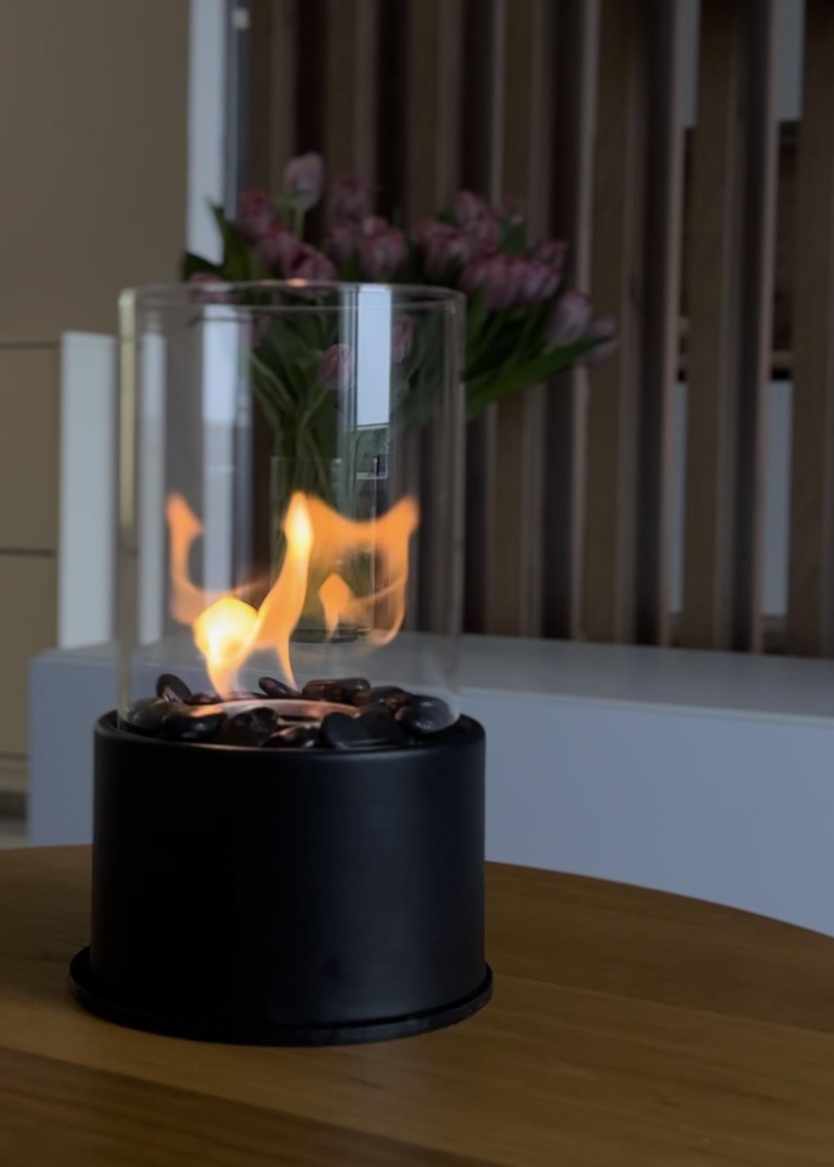 Биокамин круглый ECOTEPLO с премиальным ароматом и биотопливом 27х16 см Черный