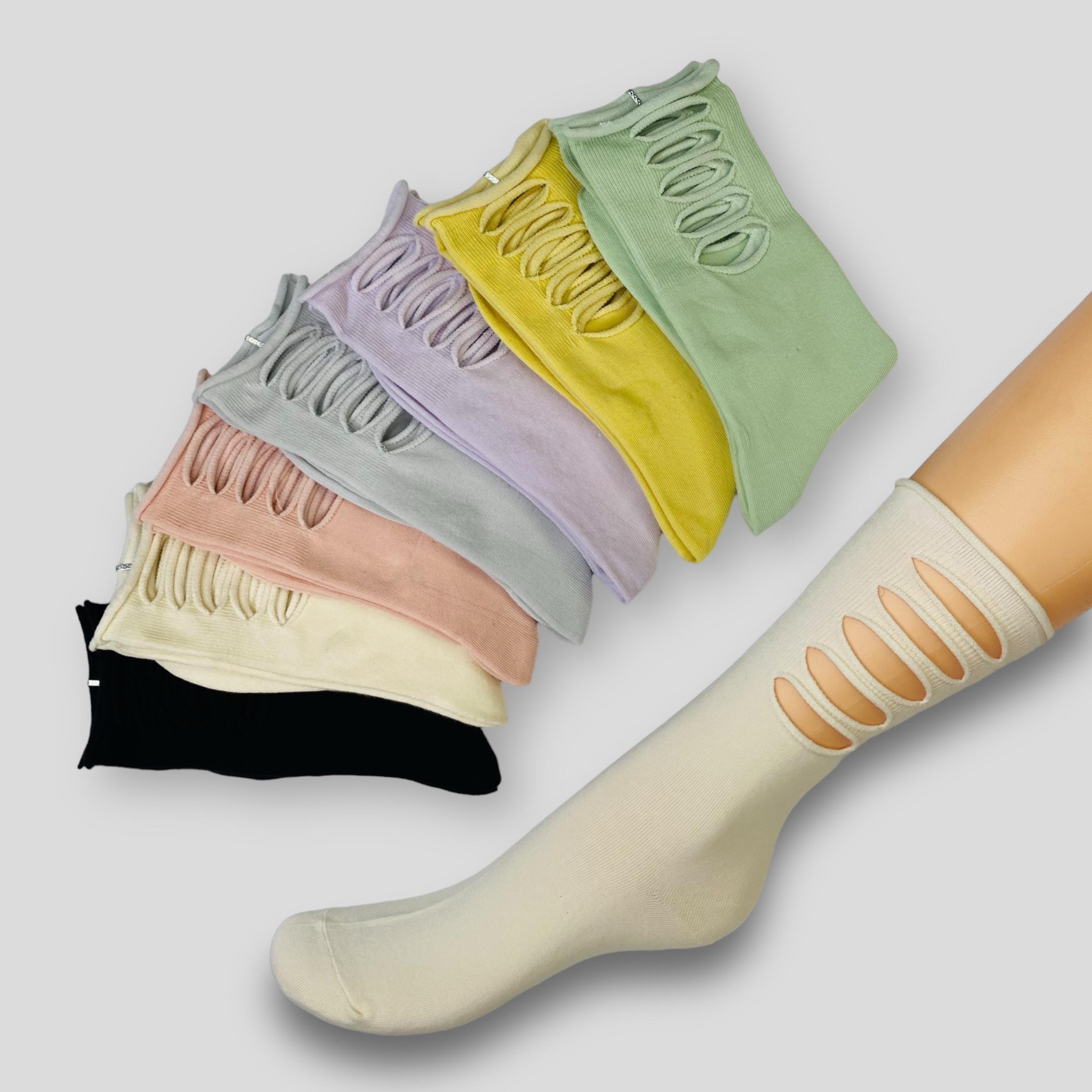 Носки женские с рваным эффектом высокие 5 пар р. 36-41 (I4-JBY592/5p)