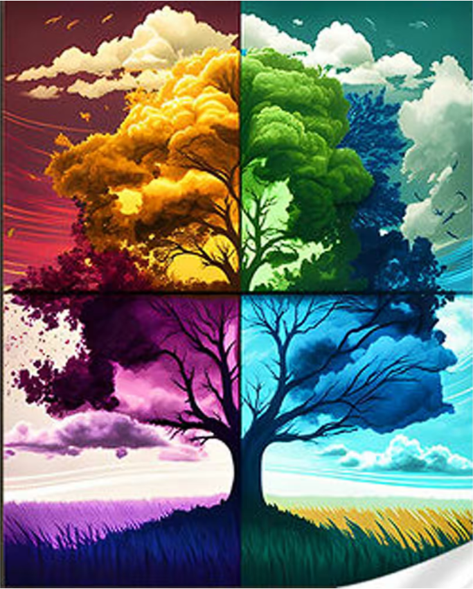 Алмазная мозаика Strateg Дерево времена года 30х40 см (GM86858)