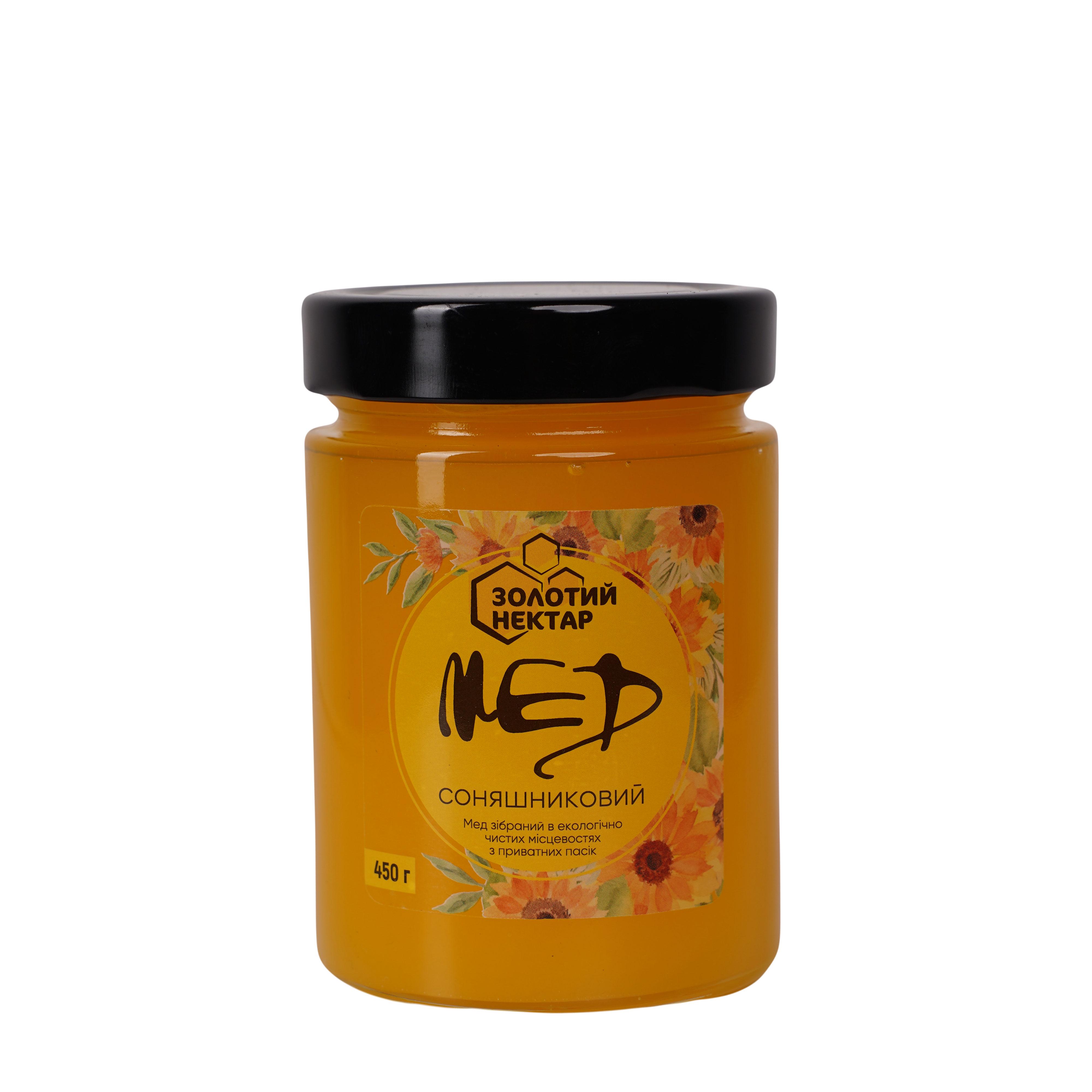 Мед подсолнечный натуральный пчелиный Золотой Нектар в стеклянной банке 450 г Мед подсолнечный натуральный пчелиный Золотой Нектар в стеклянной банке 450 г