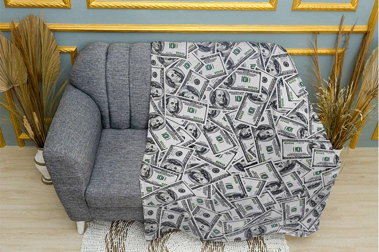 Плед PromoZP Доллары плюш однослойный 135х150 см (111337-3)