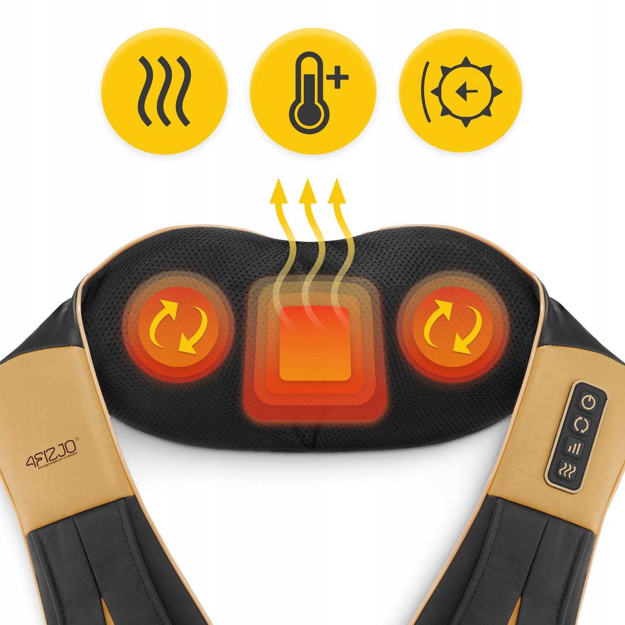 Накидка-массажер 4fizjo Shiatsu Ultra+ для шеи и спины аккумуляторный Black/Gold (P-5907739319081) - фото 8
