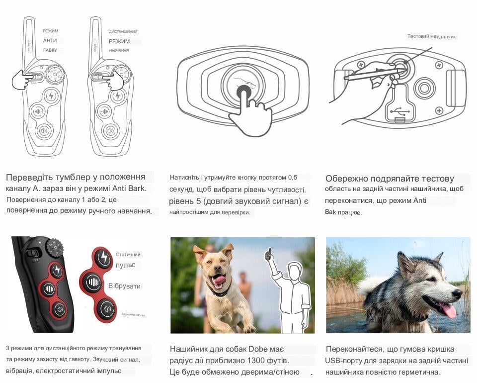 Нашийник електронний DOBE DB400 2в1 з функцією Антилай для дресирування собак до 500 м (201.4) - фото 13