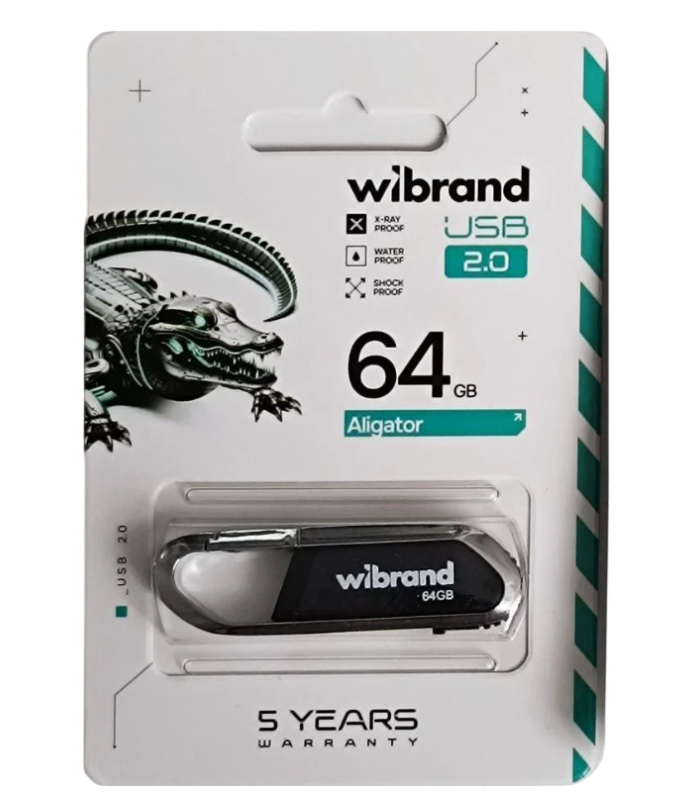 Флеш-память USB Flash 2.0 Wibrand Aligator WI2.0/AL64U7B 64GB Black (2530336805)