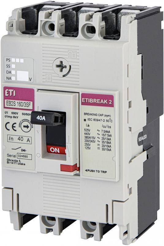 Автоматичний вимикач ETI EB2S 160/3SF 3Р 40А 25кА (4671831)
