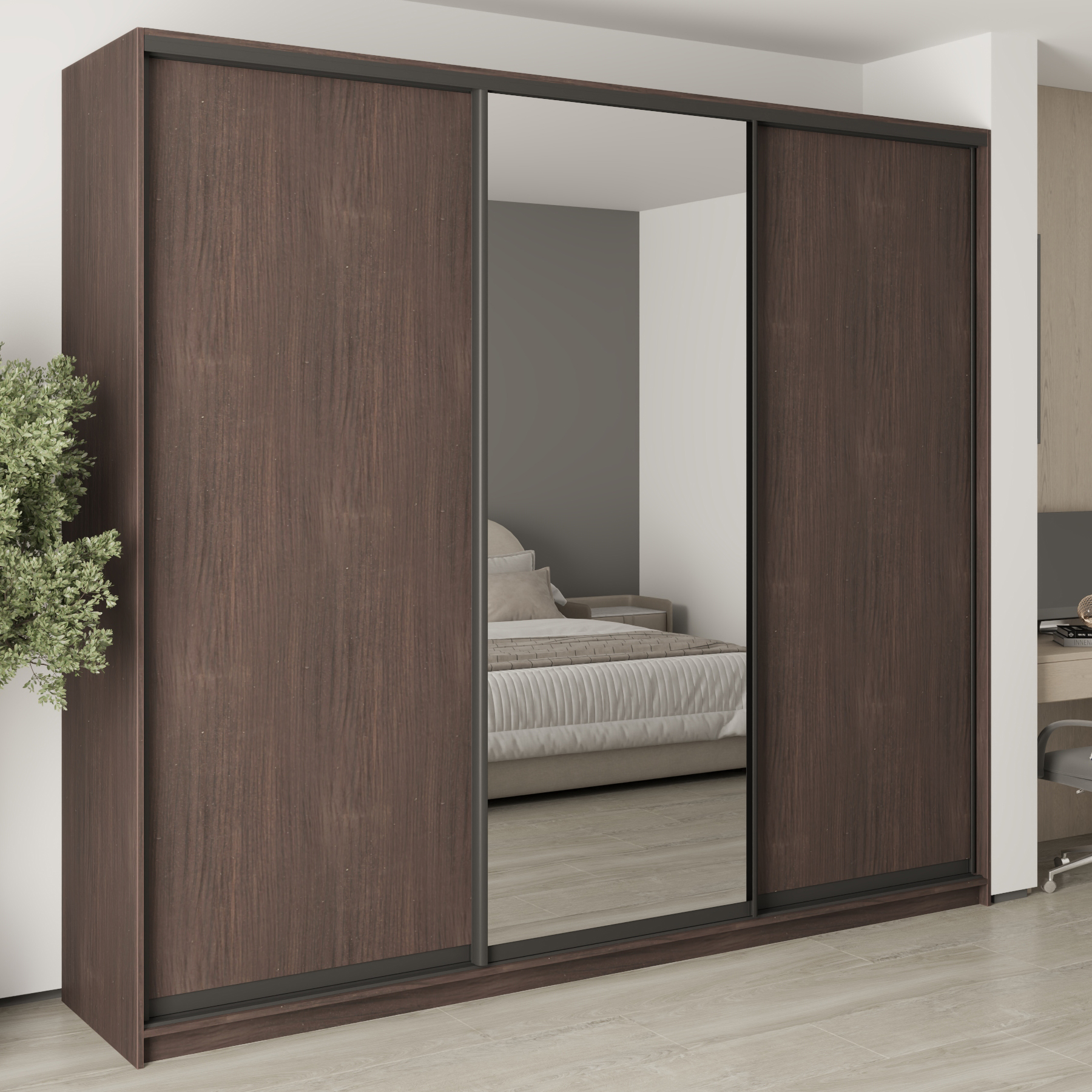 Шафа-купе тридверна Mebel Star Комбо BG MBS-9717 270х45х240 см Дуб ристрето (1009706)