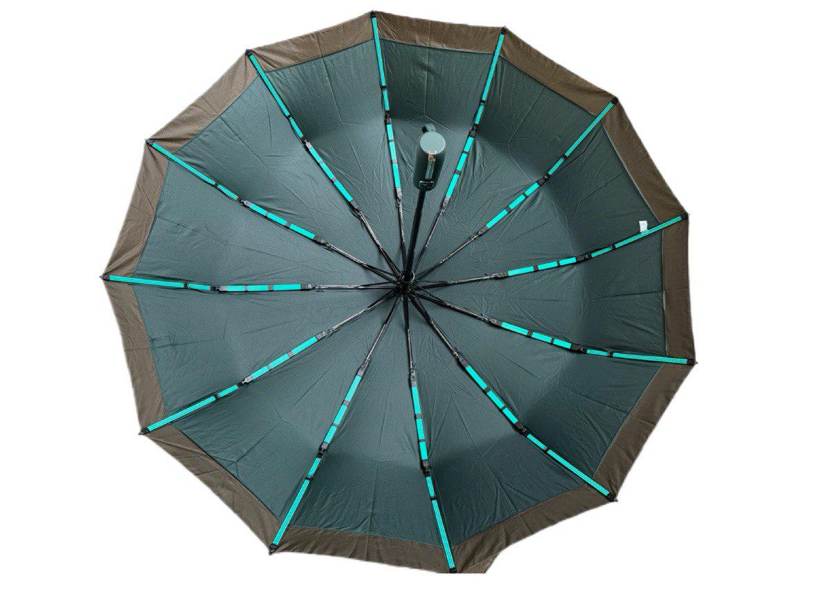 Парасолька автоматична жіноча Bellissimo 12 спиць 6 сегментів Зелений з коричневою облямівкою (654/3) - фото 4