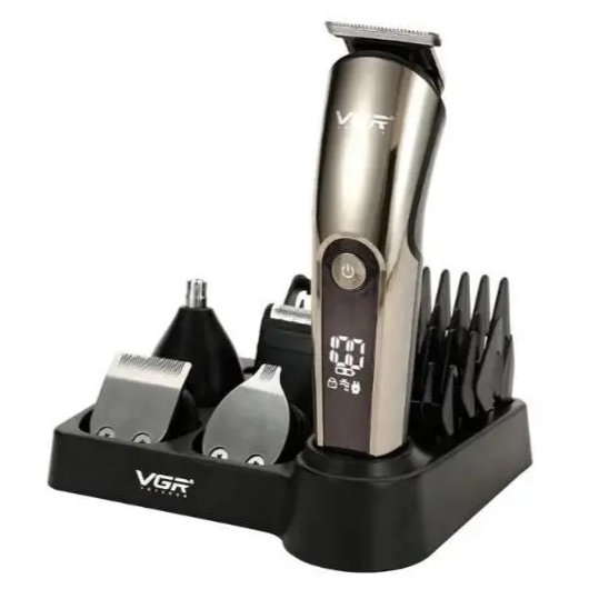 Триммер для стрижки волосся та бороди VGR V-105 акумуляторний з насадками 5 Вт Golden (784779539)