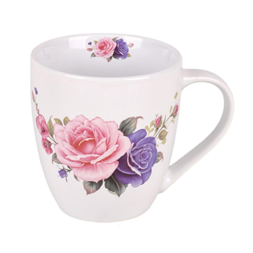 Чашка Roses R35464 400 мл Белый с розовым/Фиолетовый (31560584)