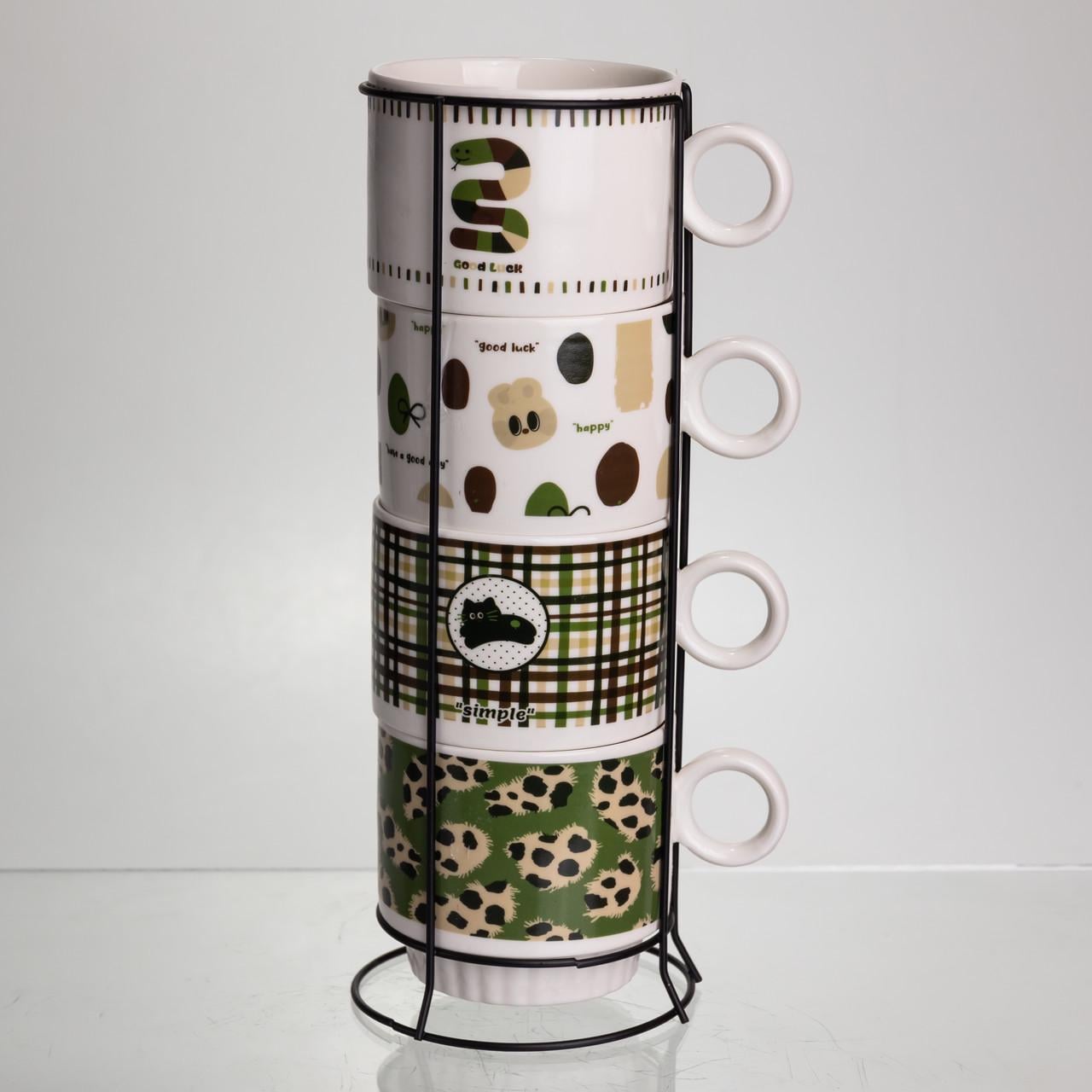 Набор фарфоровых чашек Light House LG-30159 MIX 4 шт. по 300 мл Разноцветный