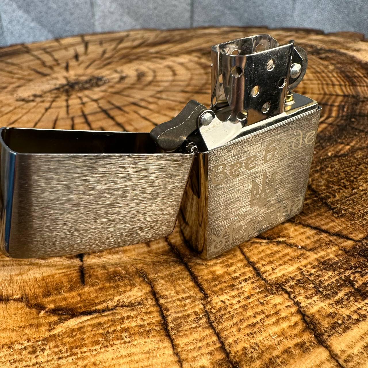 Зажигалка бензиновая ZIPPO 200 REG BRUSH FIN CHROME с гравировкой Все будет Украина - фото 4