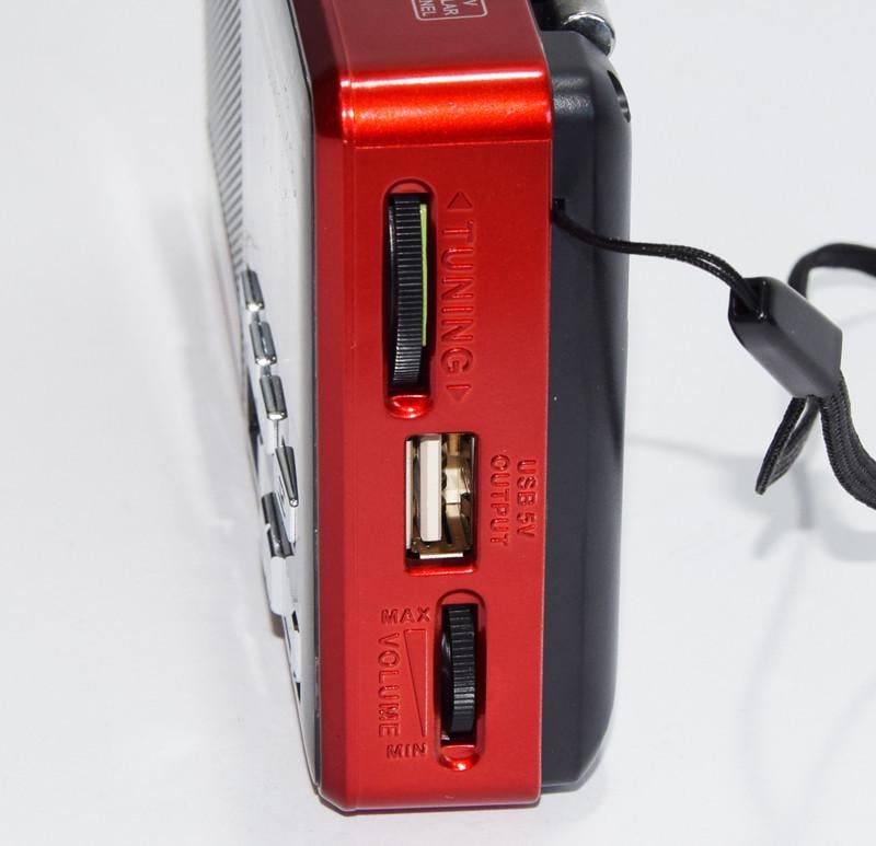 Радіоприймач MP3 Golon USB/SD/FM RX 2277 з ліхтарикоми Червоний - фото 3