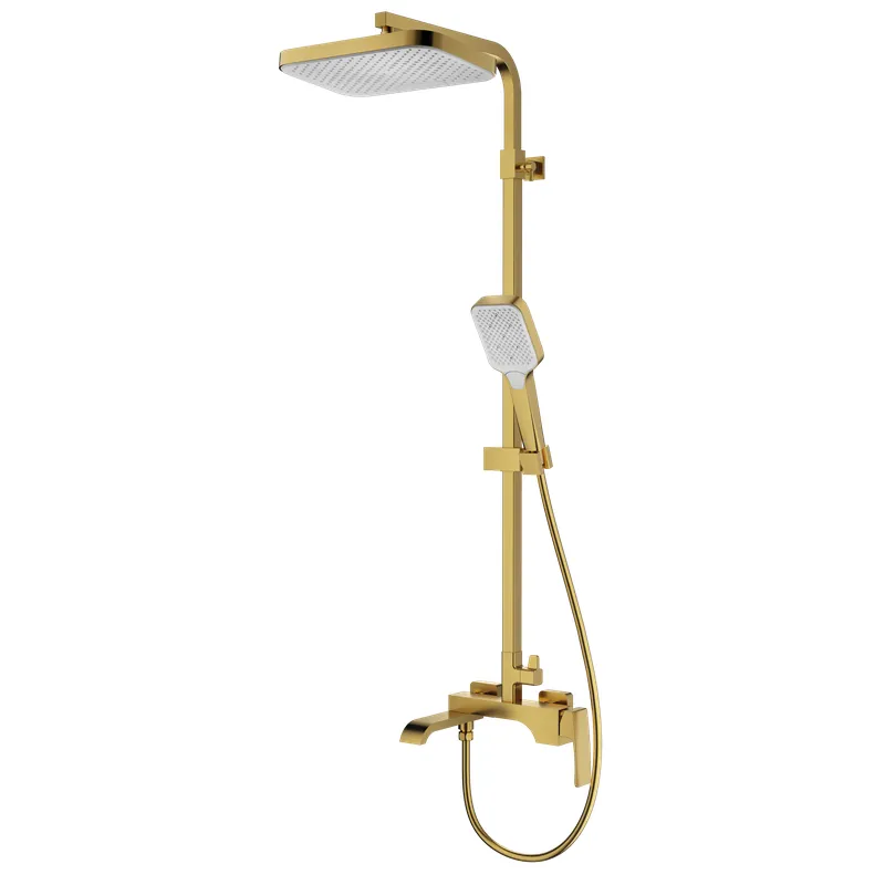 Душевая колонна со смесителем KOER KB-56037-12 3 функции Золотой матовый (KR6003)