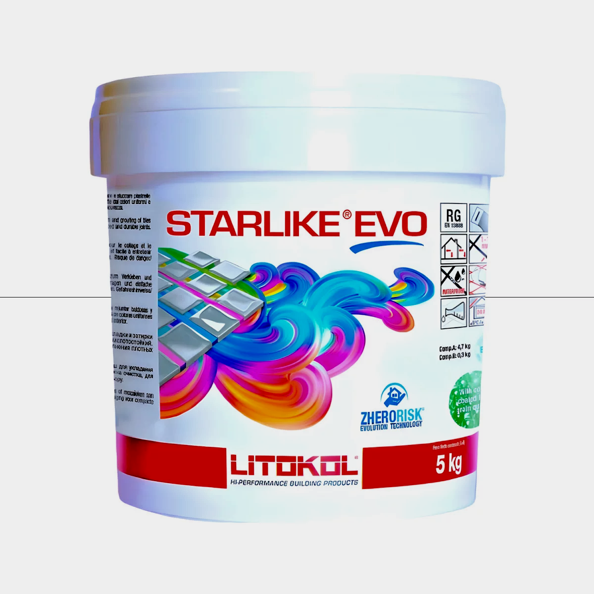 Затирка для плитки Litokol Starlike EVO 100 двокомпонентна епоксидна 5 кг Екстра білий