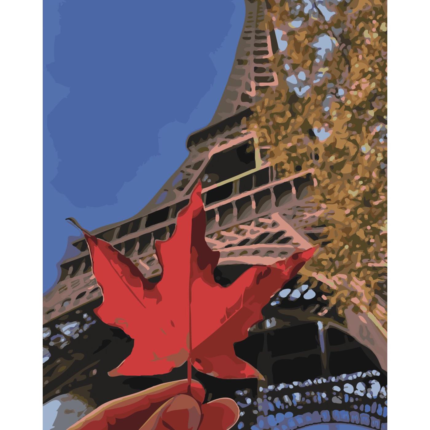 Картина за номерами Strateg Преміум Червоний листок з лаком 40х50 см (SY6530)