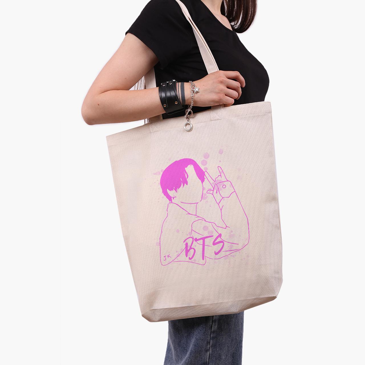 Эко сумка шоппер Jungkook BTS 41x39x8 см Бежевый (9227-3277-WTD)