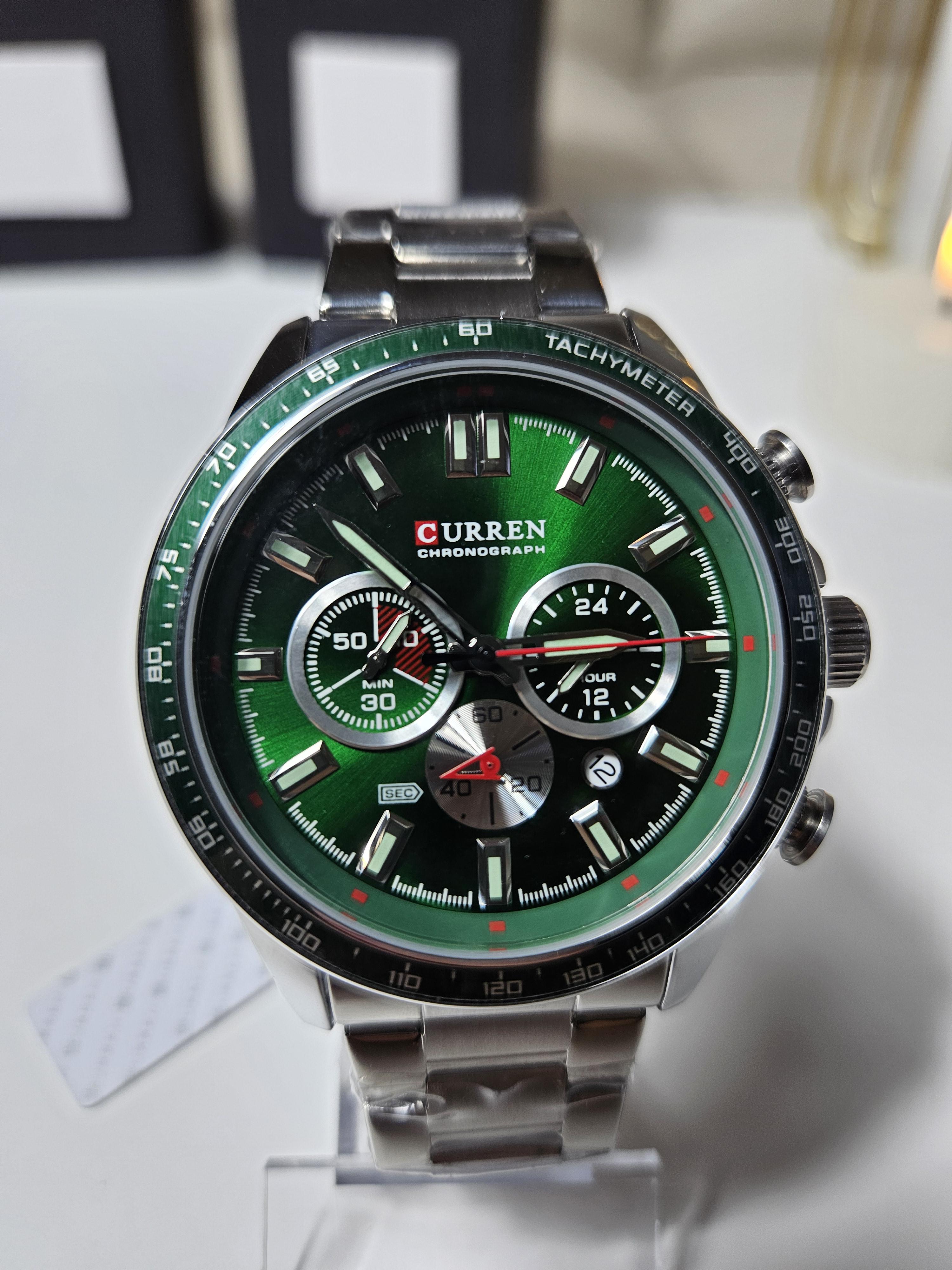 Наручний годинник чоловічий Сurren Diablo Срібний/Зелений циферблат (1111) - фото 2 Наручний годинник чоловічий Сurren Diablo Срібний/Зелений циферблат (1111) - фото 2