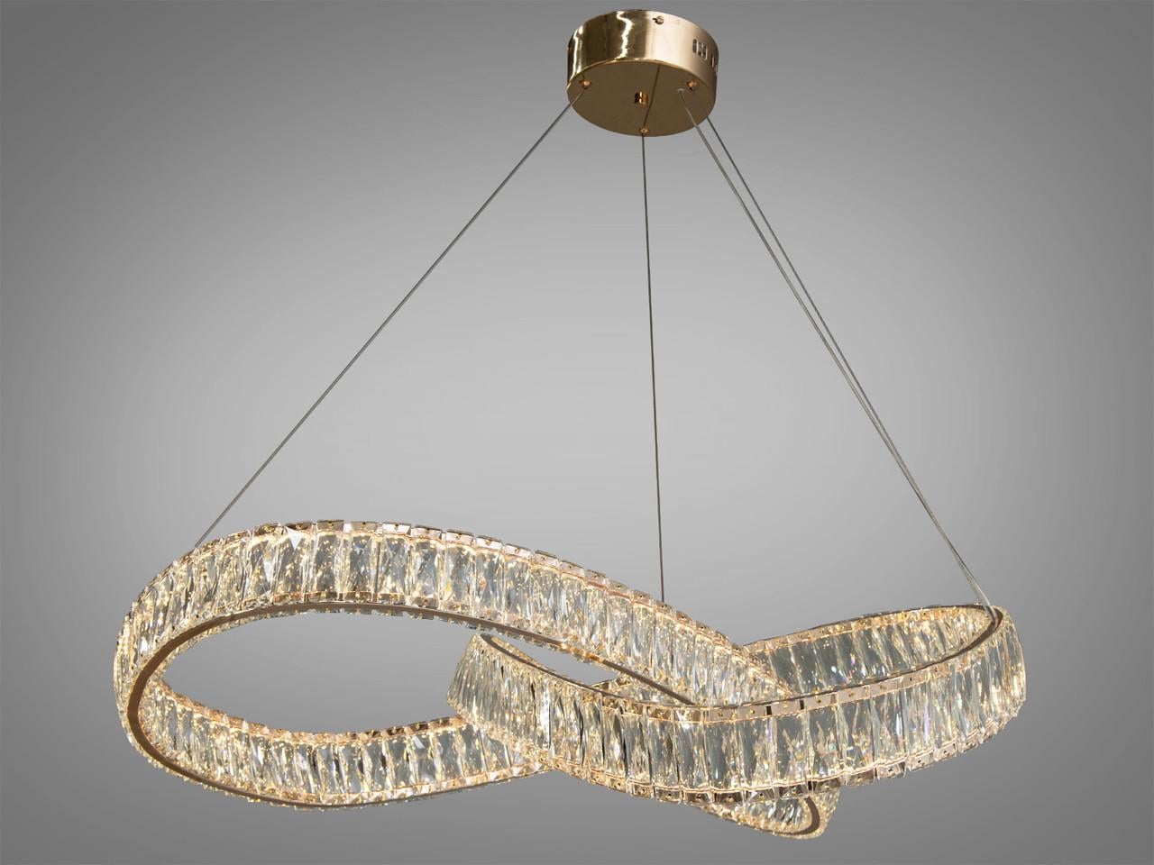 Хрустальная LED люстра для холла, цвет золото, 180W на 26м2 536-800G-LS