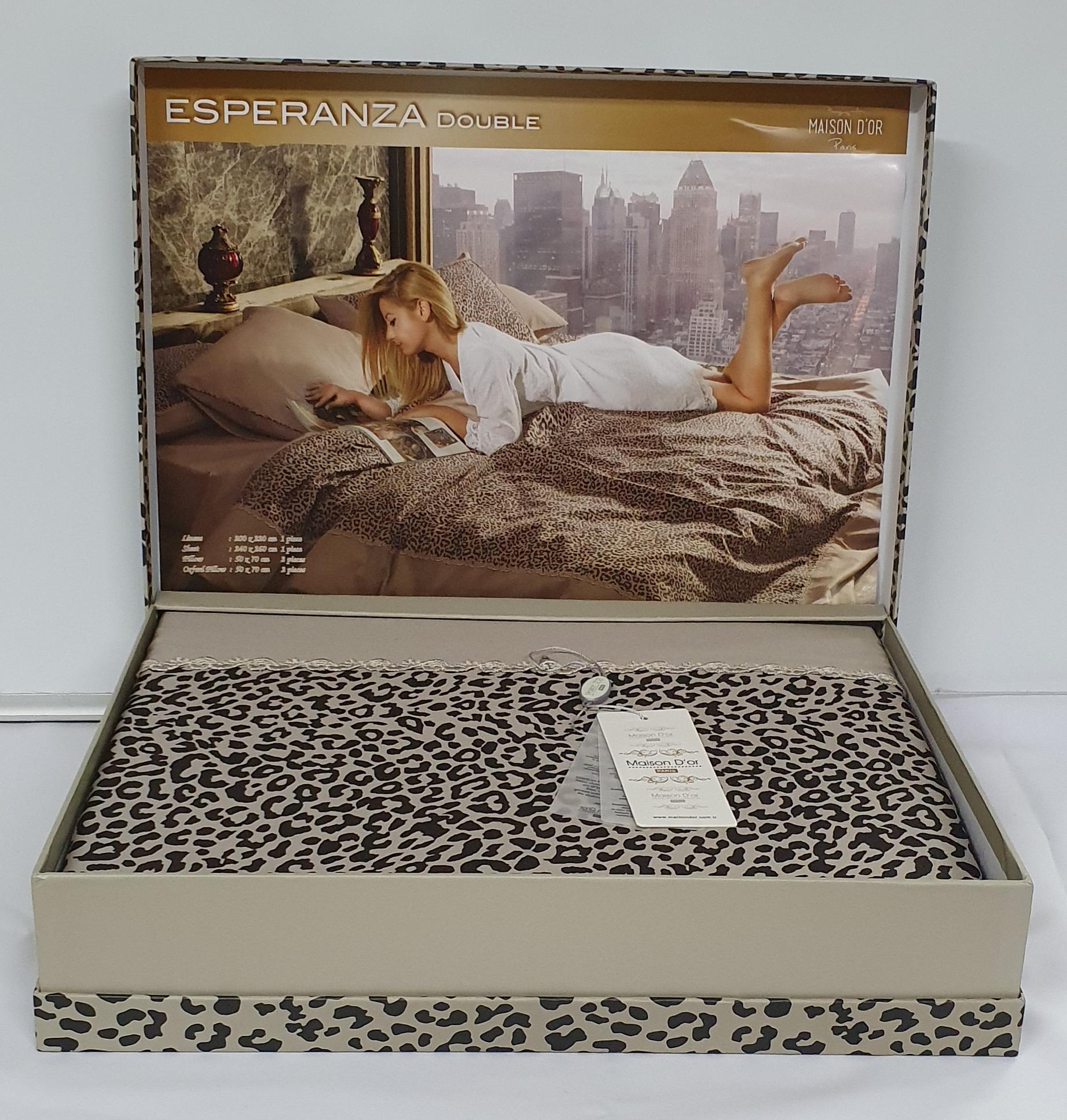 Комплект постельного белья Maison D'or Cатин 200х220 Esperanza Beige/Coffee (02MD200220SEsperanza19)