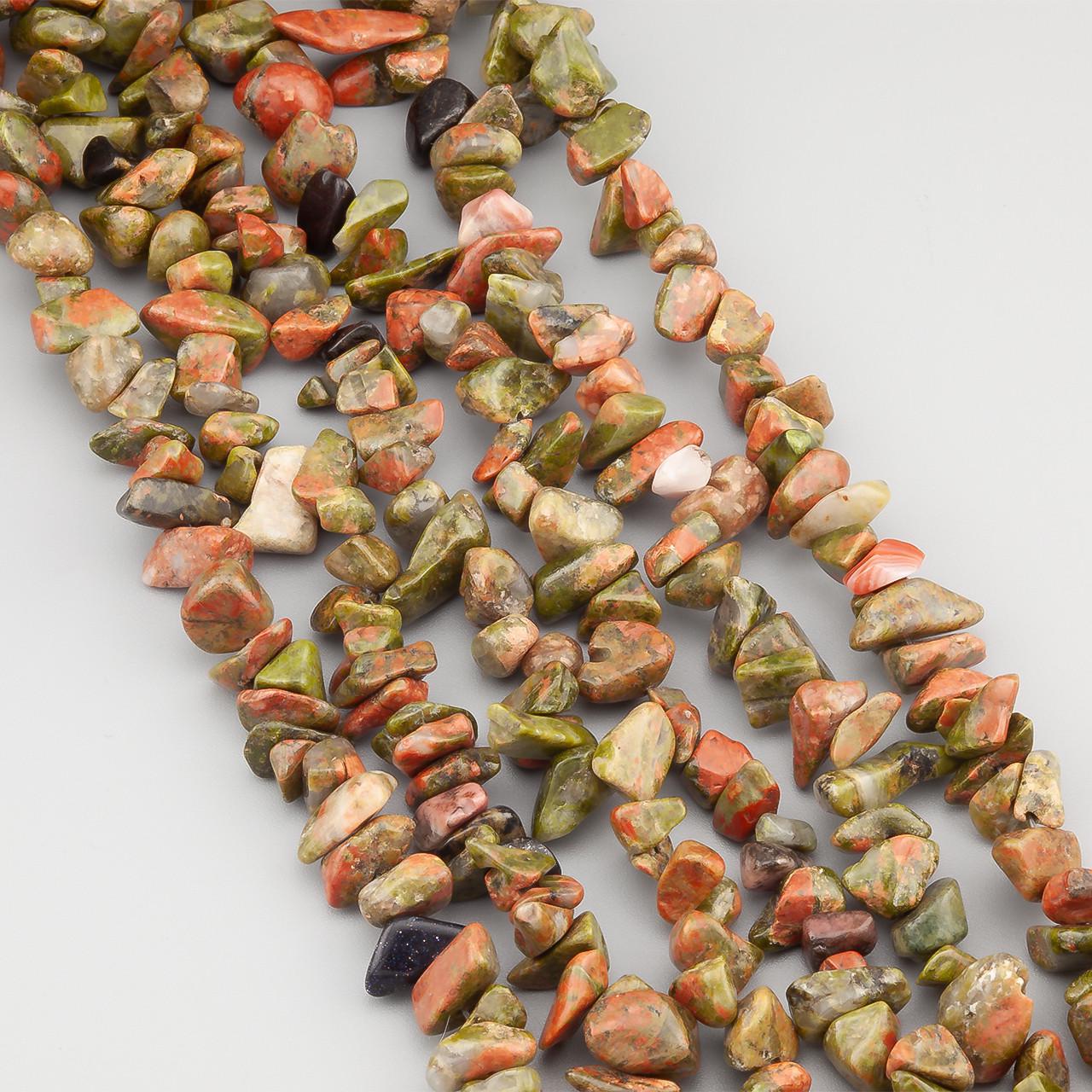 Яшма унакит сколы крошка из натурального камня 5-10 мм 80 см 1 шт. (НК8012с35)