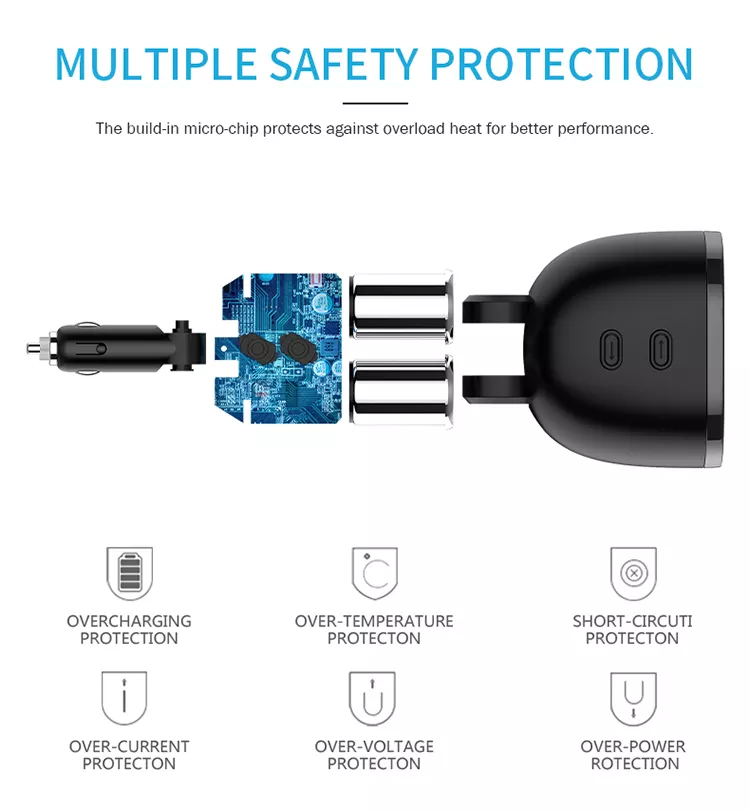 Разветвитель прикуривателя Terra C06 с вольтметром и USB зарядкой 3,1А/Type C/12-24В (1550862093) - фото 3