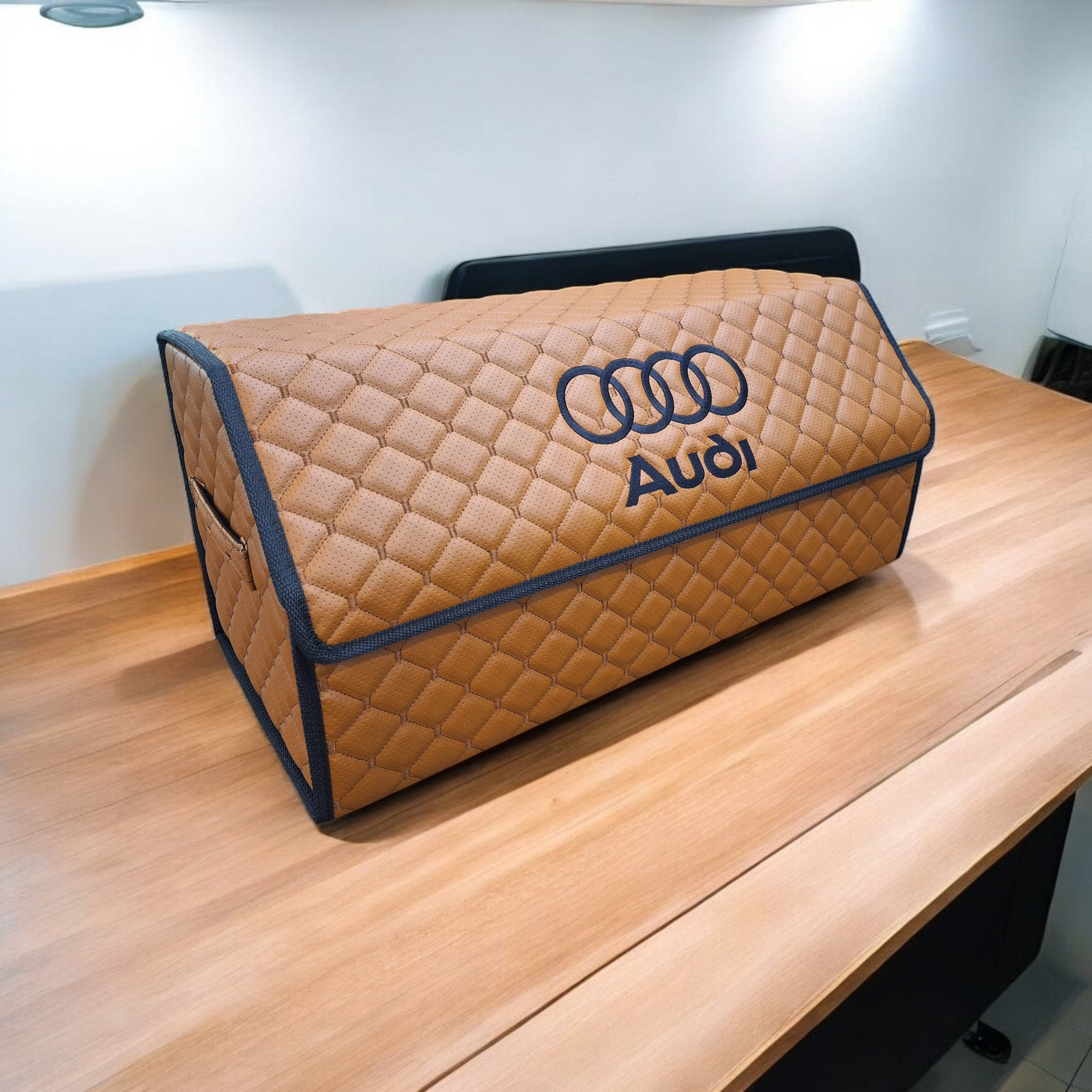 Органайзер в багажник Audi екошкіра L 65х30х30 см Коньячний (BOXCGL-AUDI02)