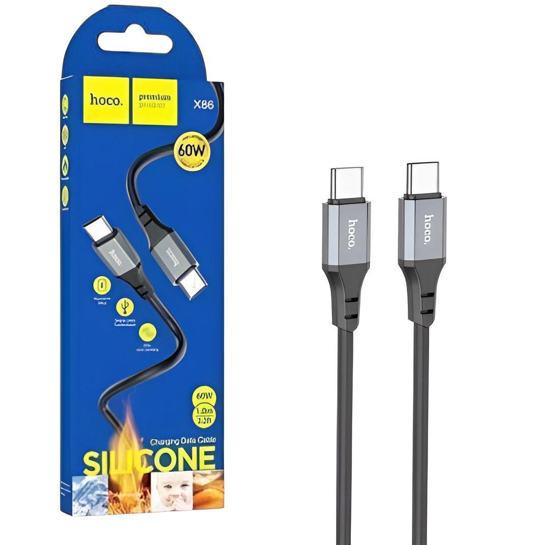 Кабель USB Hoco X86 Type-C/Type-C silicone cable 60W 1 м Черный (25214796)