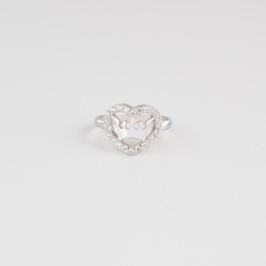 Кольцо серебряное Корона с камнями цирконий родированное 16,5 (39-kkr)