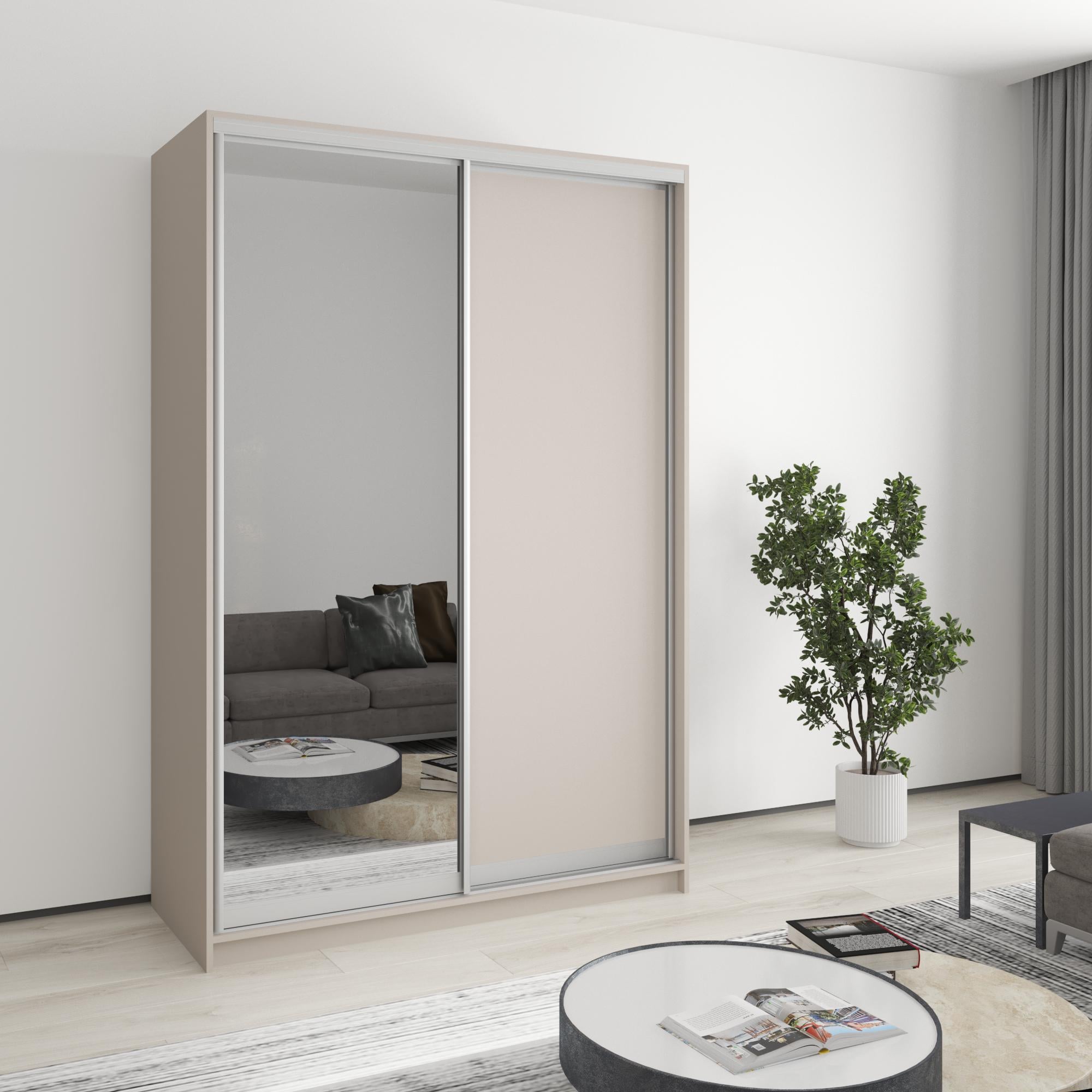 Шкаф-купе двухдверный MebelStar Стандарт AL ДСП/зеркало 140x60x210 см Кашемир (MBS-2436)