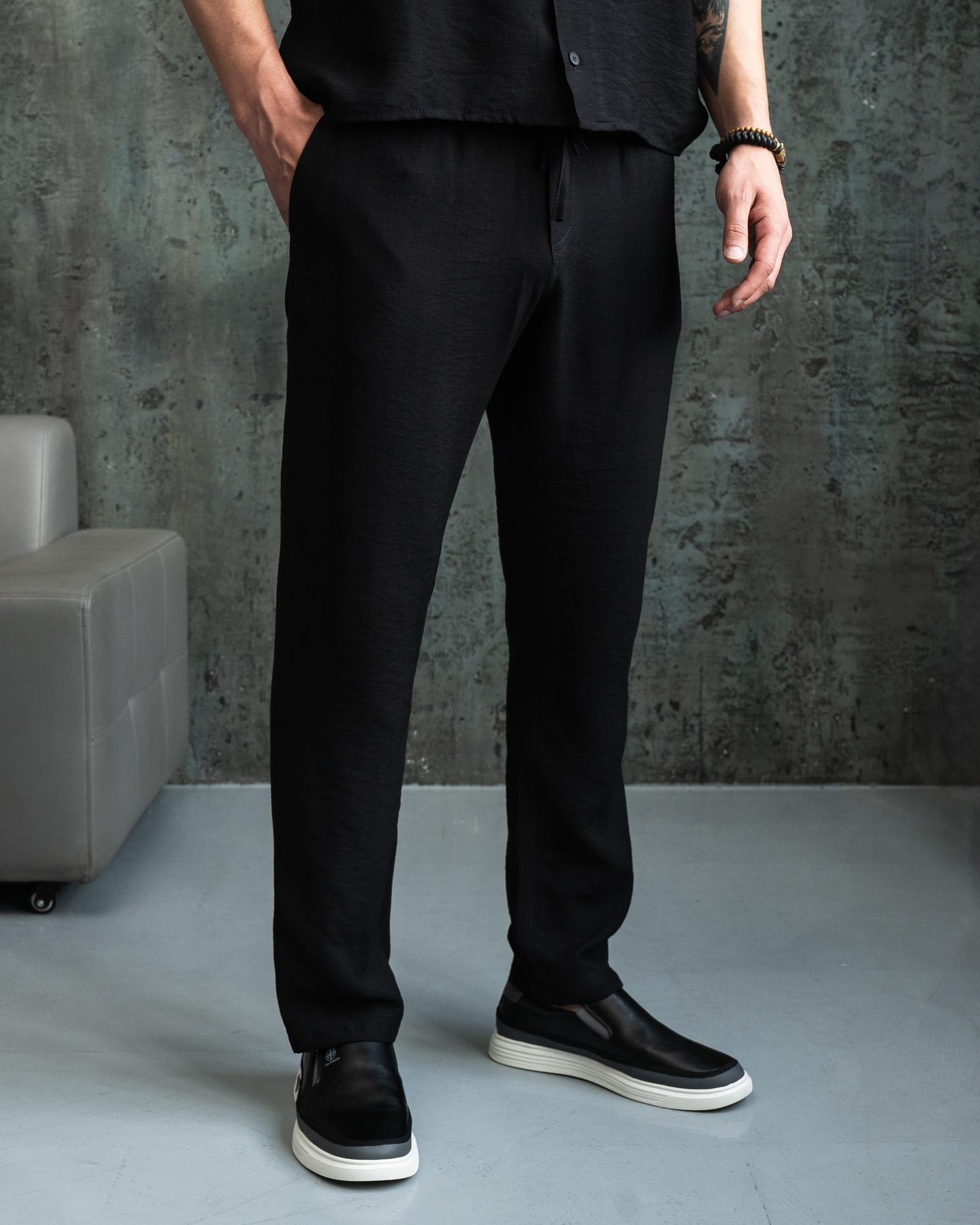 Брюки мужские классические Aero льняные M Черный (26378/1)