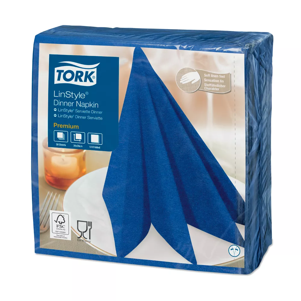 Серветки сервірувальні Tork Linstyle один шар 39х39 мм 50 шт. Синій (478856)