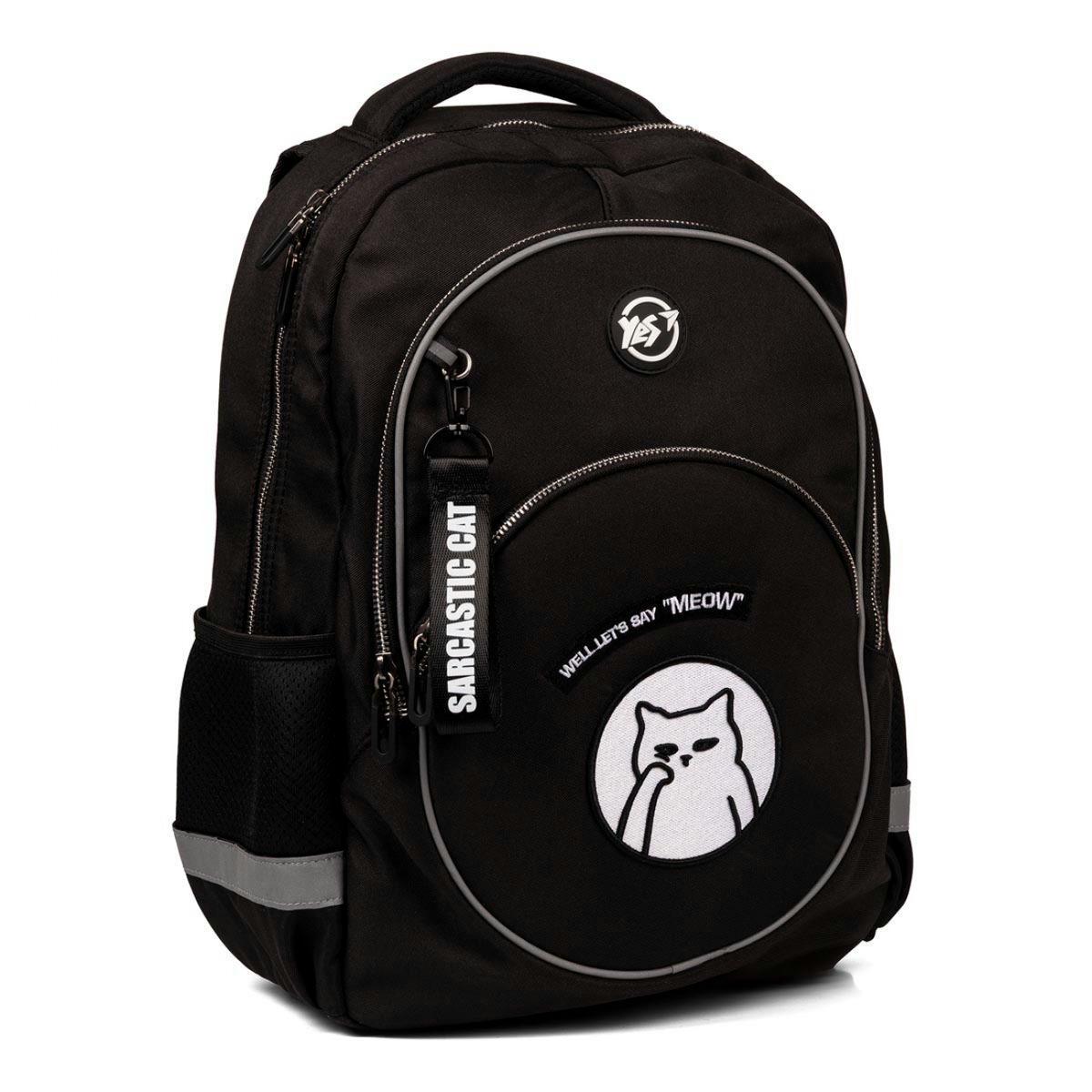 Рюкзак школьный YES Sarcastic Cat 41x31x13 см 16 л Черный (559984)