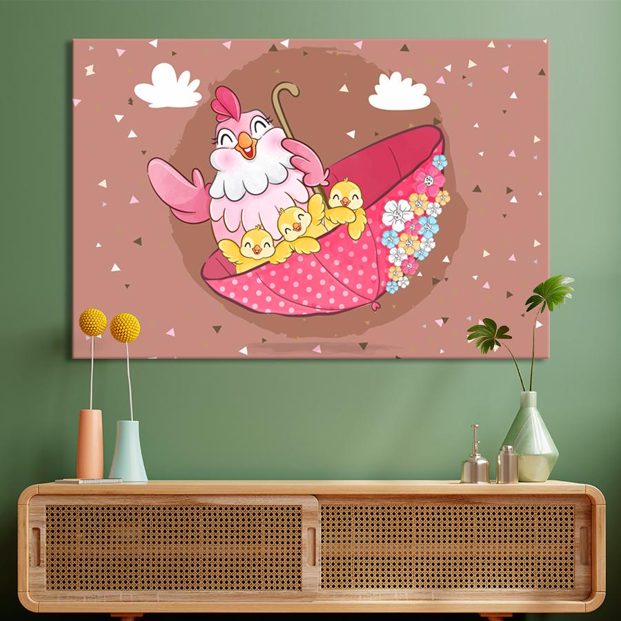 Картина в детскую комнату Мама курица с детками 51x34 см (A1380-1)