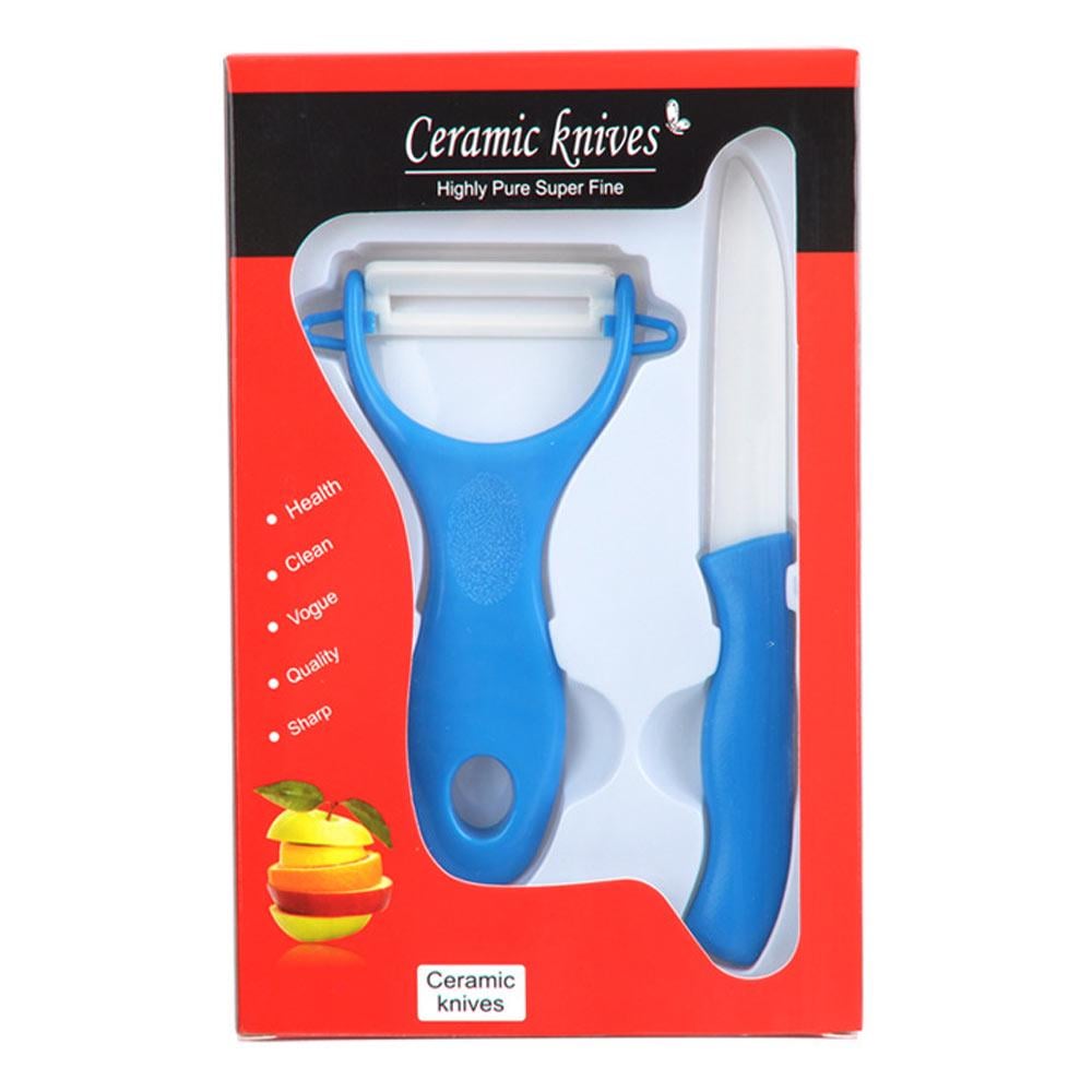 Набір керамічний ніж та овочечистка Синій (NR0104_3)